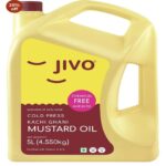 Jivo Cold Pressed Kachi Ghani Mustard Oil | Chemical-Free | Fortified with Vitamins A & D | 5L (4.550kg)